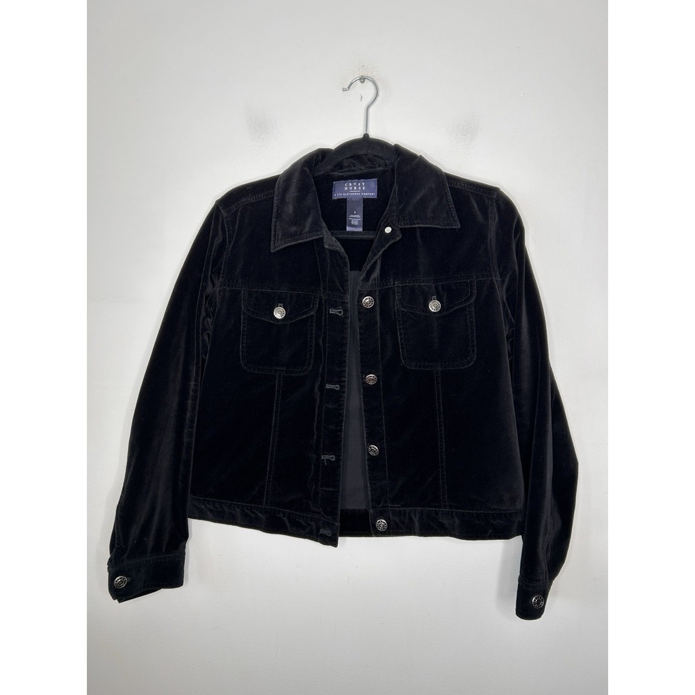 Crazy Horse Vintage Black Blazer Jacket Long Sleeve Buttons Size Small